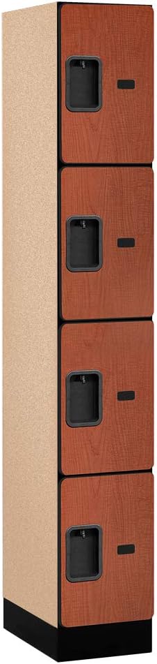 Salsbury Industries Four Tier Designer Wood Locker, Mahogany, 6' 3" x 18"