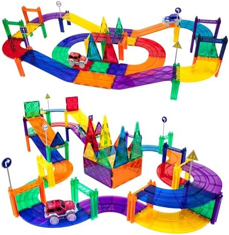 PicassoTiles Race Track Add-On Railway Magnetic Tiles STEM Construction Toy