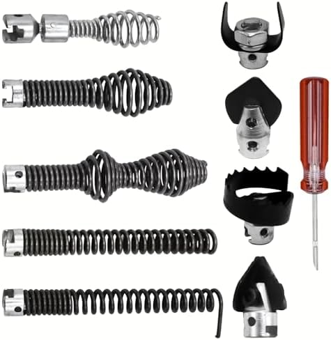 10Pcs Drain Snake Drill Attachment， Drain Auger Cutter Kit, Fit K-400 C-4 C-6 C-7 C-8 C-9 Cleaning Machines