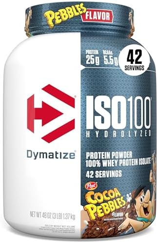 Dymatize ISO100 Protein Powder, 100% Whey Isolate, Birthday Cake | 25g Protein, Hydrolyzed, Fast-Absorbing, Supports Muscle Health, 5.5g BCAAs, Gluten-Free, 75 Servings, 5 lb