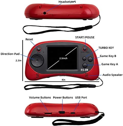 Kids Handheld Portable Video Game Player with 200 Games - 16 Bit 2.5 Inch Screen Mini Retro Electronic Machine for Boys Girls