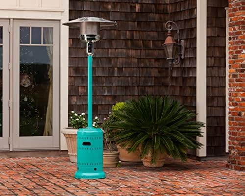 Fire Sense 61130 Patio Heater with Wheels, 48,000 BTU, Aqua Blue | Electronic Ignition System, Portable Outdoor Propane Heater, All Seasons