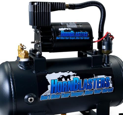 HornBlasters Conductor’s Special 127H Train Horn Kit – Shocker XL Train Horns with Compact 1.5 Gallon Air System – 120 PSI 12V Complete Horn
