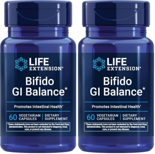 Life Extension Bifido GI Balance, probiotics, Bifidobacterium longum BB536® (2 Billion CFU), Support Healthy Gut & Digestive Health, Gluten-Free, Non-GMO, Vegetarian, 60 Capsules | Bifidobacterium Longum BB536 Provides 2 Billion CFU to Support Gut & Dige…