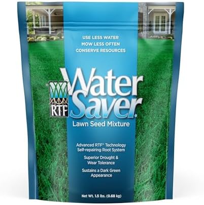 WaterSaver Grass Mixture with Turf-Type Tall Fescue Used to Seed New Lawn and Patch Up Jobs-Grows in Sun or Shade, 1.5 lbs - Covers 1/100 Acre