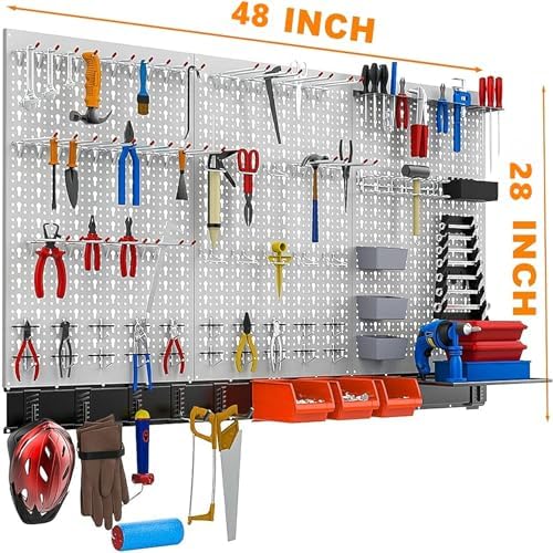 TORACK 109 PCS Pegboard Wall Organizer 48x24 in, Garage Metal Pegboard