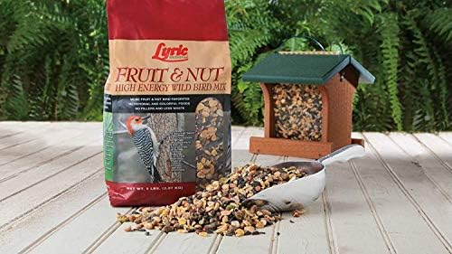 Lyric Fruit and Nut Wild Bird Seed - High Energy Wild Bird Food Mix - Attracts Woodpeckers, Chickadees & Other Songbirds -5 lb. Bag | Attracts Woodpeckers, Chickadees and other songbirds