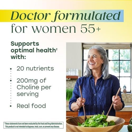 MegaFood Advanced Multivitamin for Women 55+ Doctor Formulated, 60 Tablets | For Healthy Aging, Immune Support, Bone and Brain Health, Choline, Methylated B12, Methylfolate, Vegetarian, 30 Servings