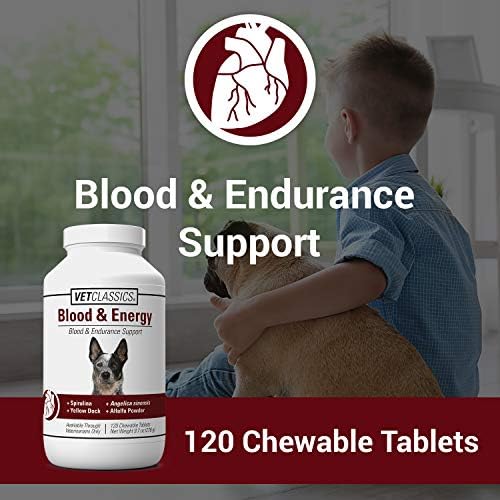 Blood & Energy Dog Supplement – Pet Health Supplement for Dogs – Supports Canine Endurance – Includes Spirulina, Yellow Dock