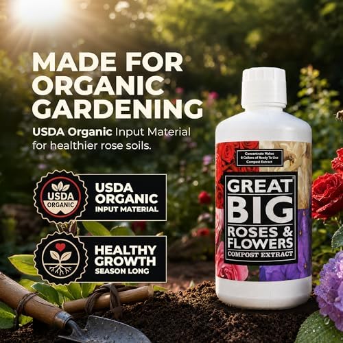 Great Big Roses Fertilizer Booster for Rose & Flower Gardens, 32 Ounce | Organic; For Roses, Flowers, Hydrangeas & Flowering Shrubs; Mix 4 oz per gal water; More Blossoms & Better Root Uptake