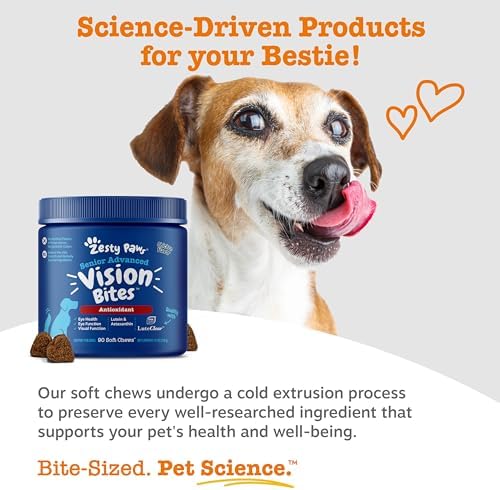 Zesty Paws Eye Supplement for Dogs - Vision Support with Antioxidants & Omega 3 Fatty Acids - 90 Chews
