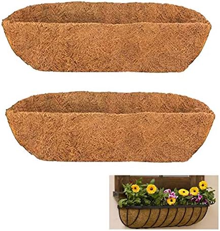 2pcs Trough Coco Liner 36 inch Wall Planter Replaceable Coco Liner for Window Box, Fence Flower Baskets