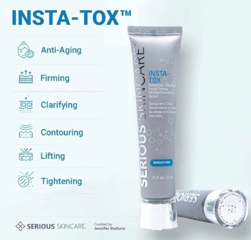 Serious Skincare INSTA-TOX Instant Wrinkle Filler for Face Serum, to Smooth + Blur Fine Lines, Deep Wrinkles, Lip Lines, Crow’s Feet & Pores, Temporary Face Tightener, for Smoother Skin .75 oz