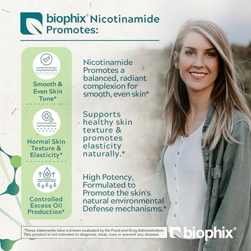 biophix B-3 Nicotinamide Pantothenate 1350 mg 120 Vcaps - Clear Skin Series B5 Pantothenic Acid Natural Flush-Free Nicotinic Amide Niacin - Supports