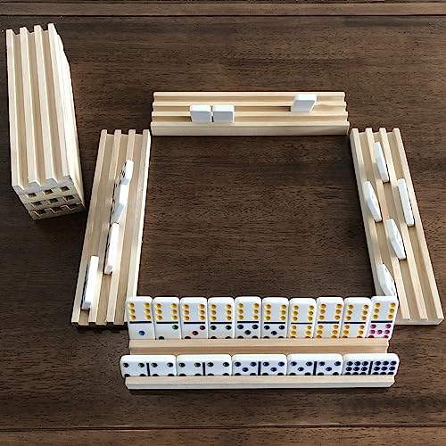 Yuanhe Wooden Domino Racks Set of 8, Domino Trays Holders Organizer for Classic Board Games, Dominoes Accessories
