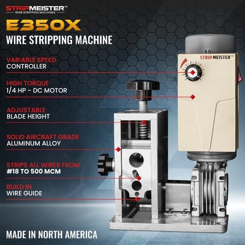 StripMeister E350x Electric Automatic Wire Stripping Machine – Wire Size Up To Ø1", Jam-Free