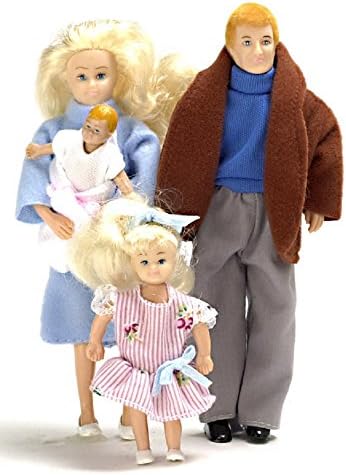 Dollhouse Miniature 1:12 Scale Modern Family of 4 People Mum Dad Girl Baby