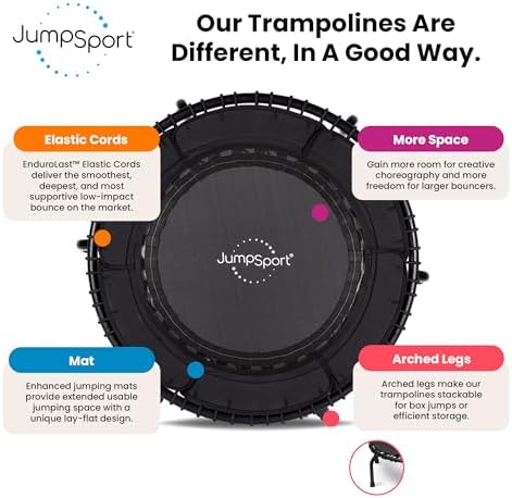 JumpSport 39" Premium Fitness Trampoline Exercise Rebounder 30 Adjustable Bungees 275 lb Wt. Rating