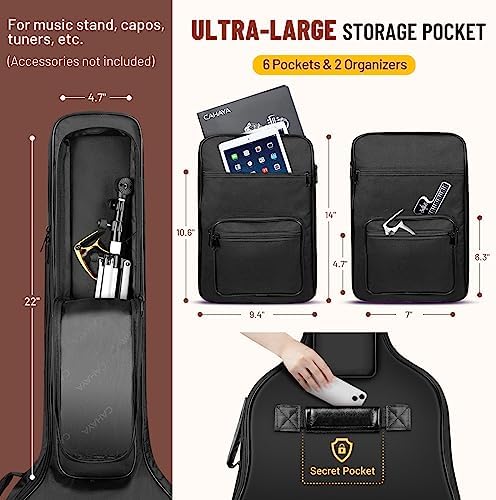 CAHAYA Acoustic Guitar Bag Thick Padding Waterproof Dual Adjustable Shoulder Strap Guitar Case Gig Bag 40 41 inch with Back Hanger Loop