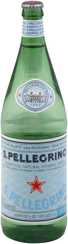 S.Pellegrino Sparkling Natural Mineral Water, 6 Pack of Glass Bottles