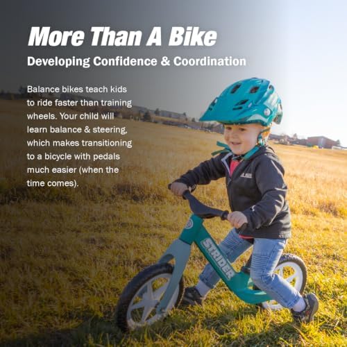 Strider 12 Comp, No Pedal Balance Bike for Kids Ages 1–3 Years | No-Pedal Composite Bike, Adjustable Seat, Lightweight Frame, Easy Assembly, Durable All-Weather Plastic, Never Flat Tires