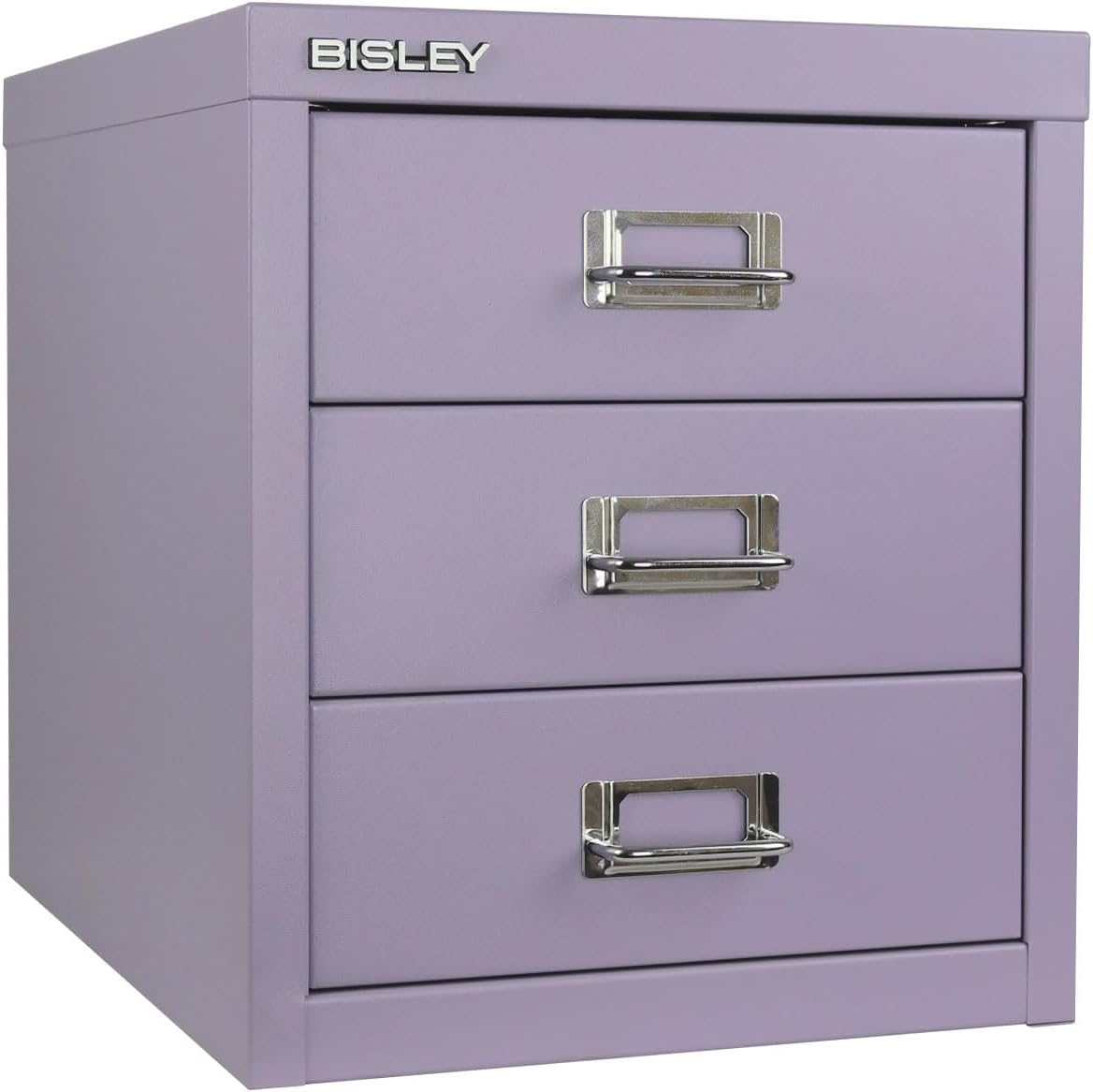 5-Drawer Steel MultiDrawer Cabinet - Orange, by Bisley | Chrome Pull Handles with Label Holders, Powder-Coated Steel, Removable Drawers, Desktop Storage, Labels Included