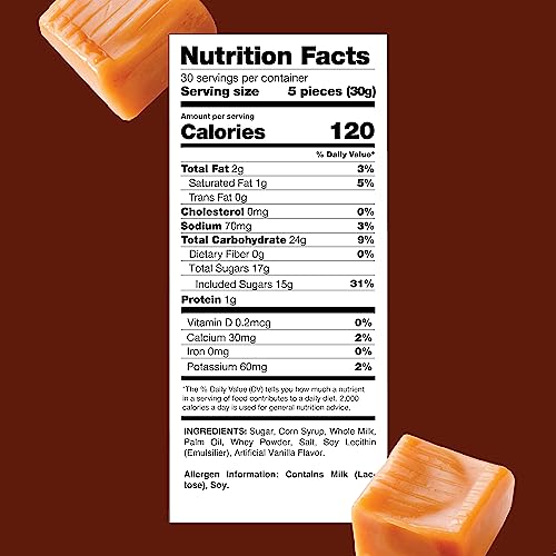 Caramel Candy - Caramels Individually Wrapped - Chewy Candy - 2 Lb Pack | Caramel Cubes, Vanilla Flavor