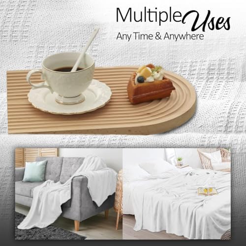 Oakias 100% Cotton Blanket Queen Size, White 90 x 90 Inches – 350 GSM Soft