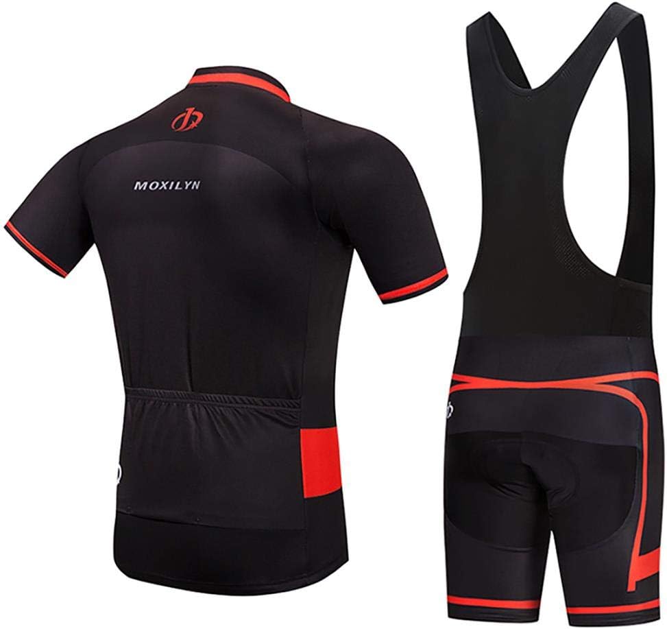Men's Quick-Dry Cycling Jersey Set Road Bike Bicycle Shirt + Bib Shorts with 9D Gel Pad MTB Riding Clothing Kit