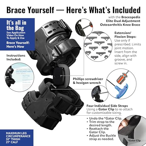 Elite OA Knee Brace for ACL & Meniscus Injury, Right | Dual-adjustment Support, Hyperextension Control, Patella Stability, Osteoarthritis Relief