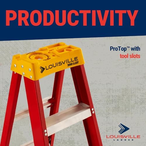 Louisville Ladder 4-Foot Fiberglass Step Ladder, 300-Pound Load Capacity, Type IA, L-3016-04