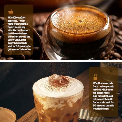 Electric Espresso Machine with Milk Frother 2 in 1 Efficient Moka Pot Coffee Maker with Milkfroth Aluminum One-Touch Operation for Effortless Cappuccinos Lattes Macchiatos White