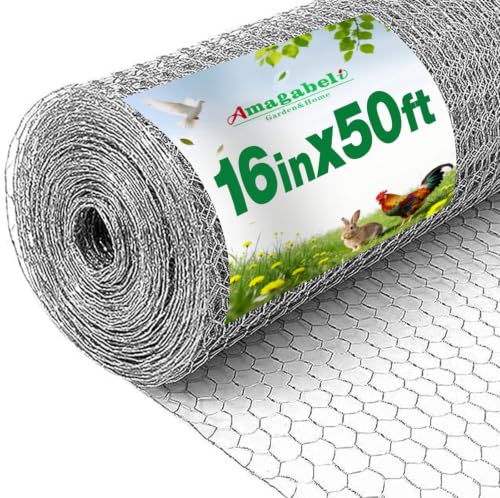 Amagabeli Chicken Wire Fencing Poultry Wire Netting 36inch x 50ft 2 Inch Hexagonal Galvanized Mesh Garden Fence Animal Barrier for Garden Protection Craft Rabbit Cage Dog Roll Chicken Coop Accessories
