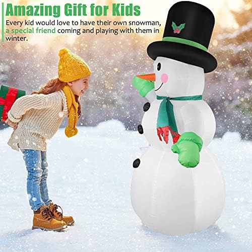7 FT Christmas Inflatables Snowman Outdoor Yard Decorations, Christmas Blow up Snow Man with LED Lights & Black Hat