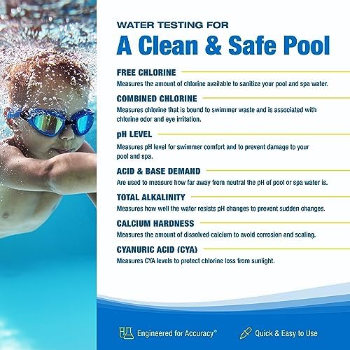 Taylor Pool Water Test Kit, Complete Swimming Pool Water Test Kit, for Chlorine, pH, and Alkaline Levels, Ideal for Pools, Hot Tubs, and Spas