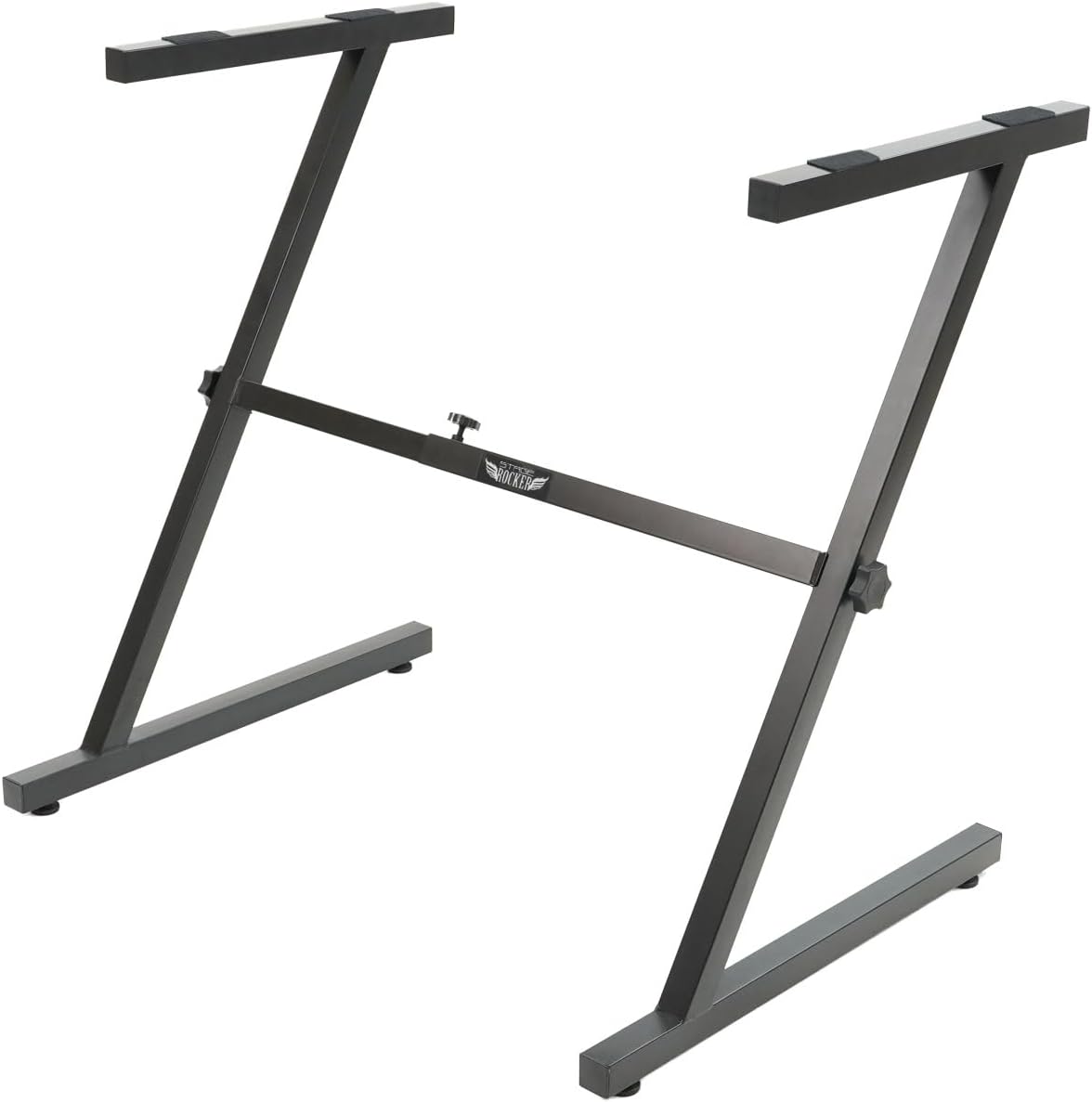 Stage Rocker Single-X Style Classic Folding Keyboard & Digital Piano Stand, Adjustable Width & Height, Durable & Sturdy, Easy to Assemble for Travel/Storage, Sleek Black, Powered by Hamilton(SR524000)