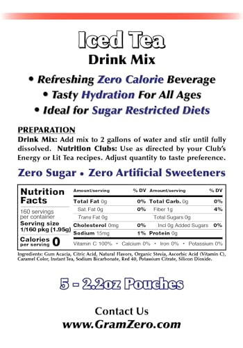 GramZero Grape Sugar Free Drink Mix Sports Pack, Great For Nutrition Club Loaded Teas, Zero Calorie, Stevia Sweetened