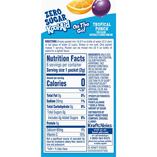 Kool-Aid Sugar-Free Tropical Punch On-The-Go Powdered Drink Mix 6 Count