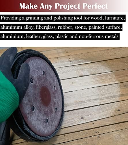 Tonmp 50 PCS 9 Inch 6 Hole Drywall Sanding Discs Set -10 Each of 60 80 120 150 240 Grits, 9" Hook-and-Loop Sandpaper for Electric Drywall Sander
