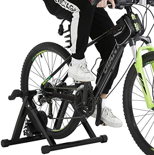 Portable Bike Trainer Stand Bicycle Trainers Road, Bike Trainer for Indoor Riding Magnetic Bike Trainer with Noise Reduction Wheel 5 Levels Resistance