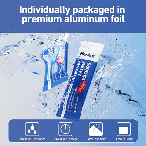 FireAnt Saline Packets Sinus Rinse, 100 Premixed Neti Pot Salt Packets for Nasal Rinse, All Natural, Pharmaceutical Grade, and PH Balanced - 100 Count