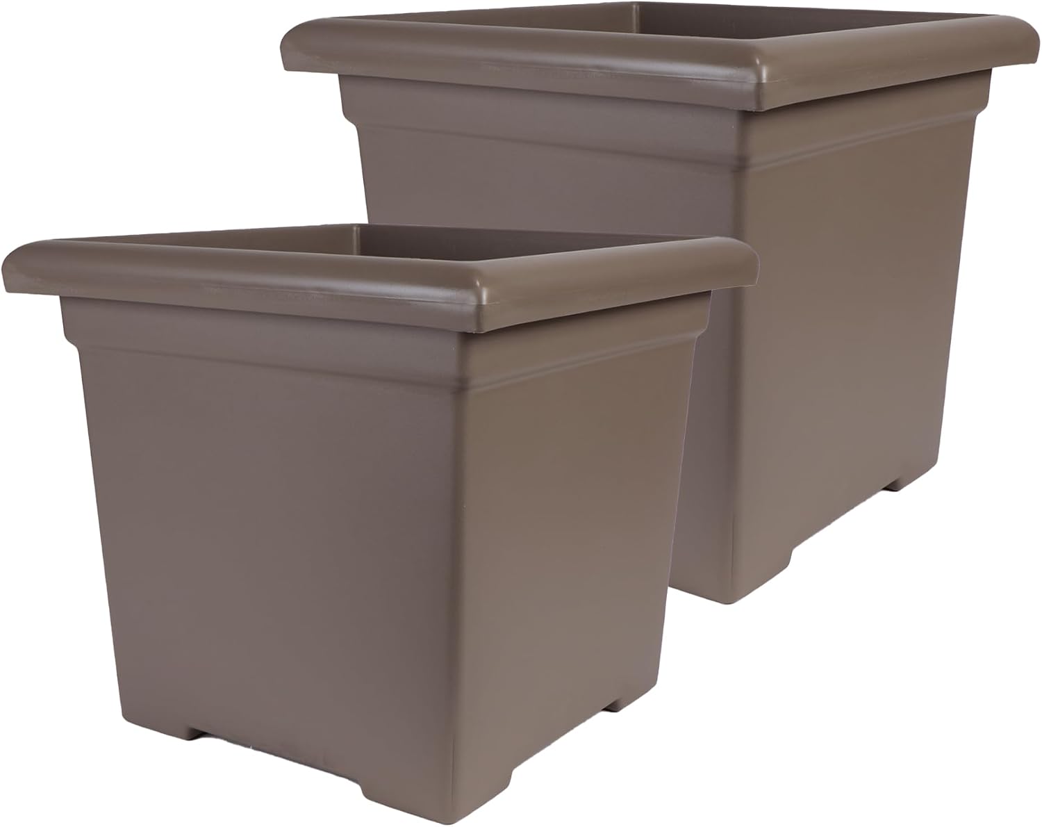 The HC Companies Accent Square Plant Pot w/Drainage - Classic Planters for Outdoor Plants & Indoor Plants - Lightweight & UV-Resistant Square Planter Box (15.5”, Sandstone, Pack of 1)