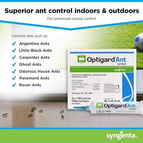 Optigard Ant Gel Bait, 4 Tubes x 30-Grams, 1 Plunger and 2 Application Tips, Effective Bait, Formulated with 0.01% Thiamethoxam