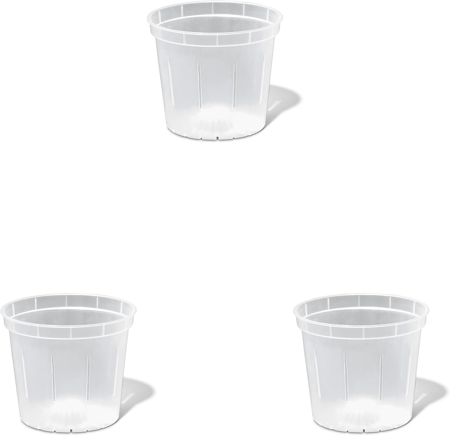 Orchid Pot - 6 inch Slotted Clear Orchid Pots - 3 Pack (Crystal Clear)