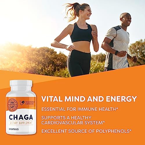 Vimergy Chaga Capsules – Superfood Cellular Support* – Cardiovascular Health Benefits* – Kosher, Vegan, Gluten-Free – 90 Capsules | Superfood Adaptogen*, Immunity for cell tissues*, Polyphenols for Antioxidant protection*, Vegan and Kosher