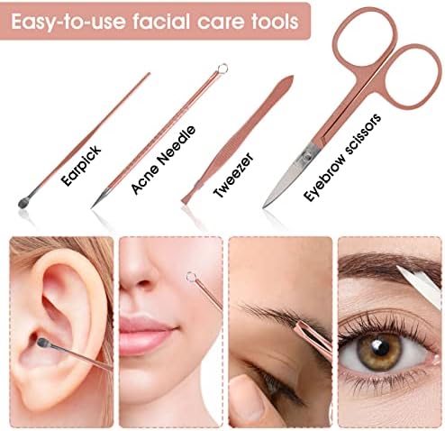 Nail Clippers & Beauty Tool Portable Set, Rose Gold Manicure Set, 12 in 1.