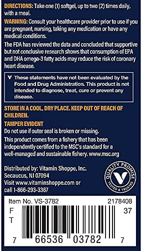 Vthrive Premium Wild Alaskan Fish Oil with Vitamin D3 - Supports Cardiovascular Health - 1,375 DHA/EPA (60 Softgels)