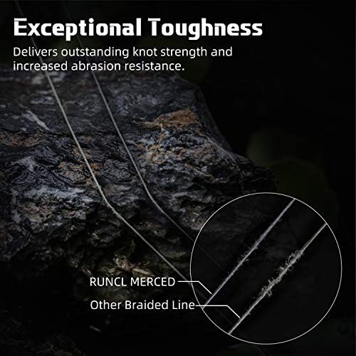 RUNCL Braided Fishing Line Merced, 1000 500 300 Yards Braided Line 4 8 Strands, 6-200LB - Proprietary Weaving Tech, Thin-Coating Tech