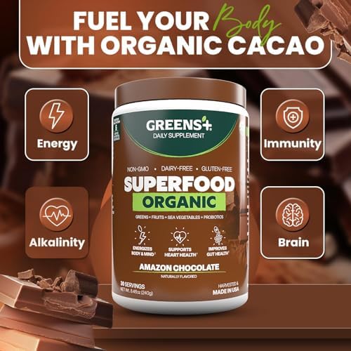 Greens+ Organic RAW Superfood Powder, Dietary Supplement | 8.46oz | Energy Boost | Super Blend Immune Support, Morning Kick, Nutrition Vibrant Health, Vegan, Soy Free | Dairy Free | Gluten Free