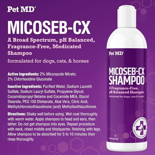 Pet MD Micoseb-CX Topical Shampoo for Dogs, Cats, & Horses - 12oz